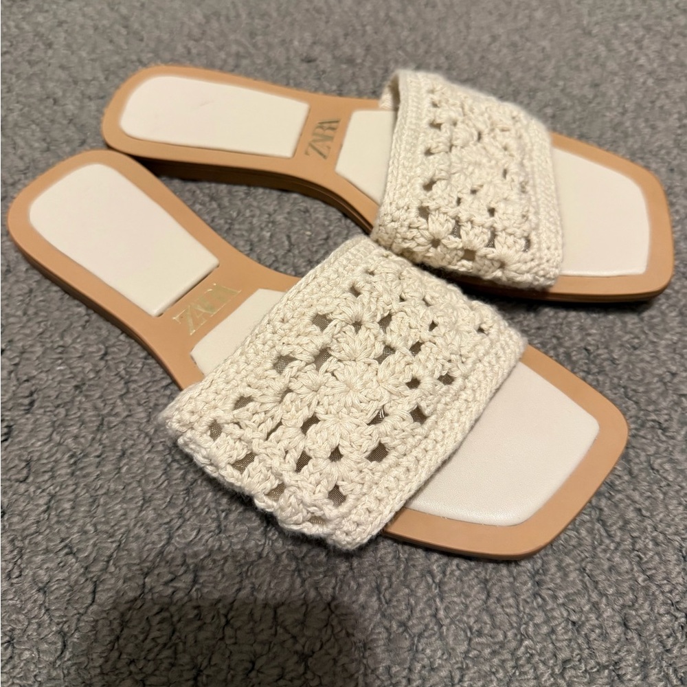 Zara Women's Crochet Sandals in Cream